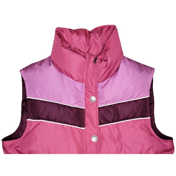 Vtg Aeropostale Down Feathers Filled Puffer Vest Womens MED Pink Colorblock 80s - Picture 2 of 9